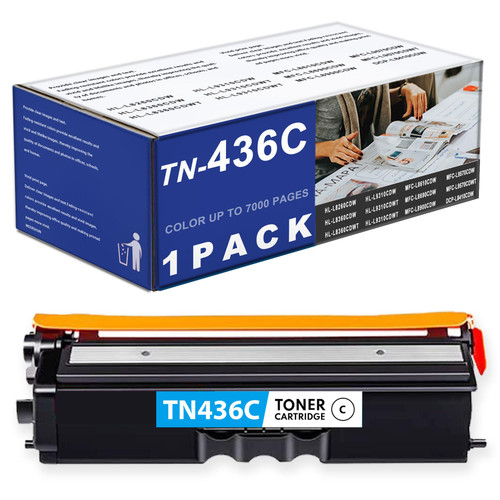 1-Pack TN436C TN-436C Toner Cartridge High Yield Cyan Replacements for Brother TN-436 TN436 for use in HL-L9310CDWTT MFC-L9570CD HL-L8360CDW HL-L9310CDW MFC-L8900CDW Printer Ink