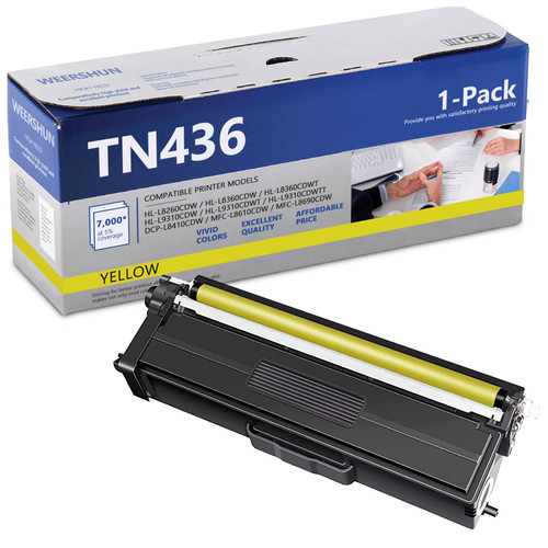 TN-436 TN436 Toner Cartridge (Yellow, 1-Pack), Replacement for Brother TN436Y Super High Yield Toner Cartridge HL-L8260CDW HL-L8360CDW DCP-L8410CDW MFC-L8610CDW Printer Toner