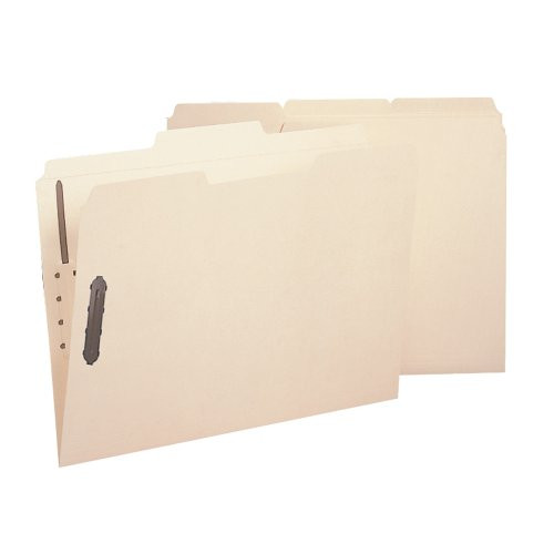 Smead WaterShed/CutLess Fastener File Folder, 2 Fasteners, Reinforced 1/3-Cut Tab, Letter Size, Manila, 50 each per Box (14541)