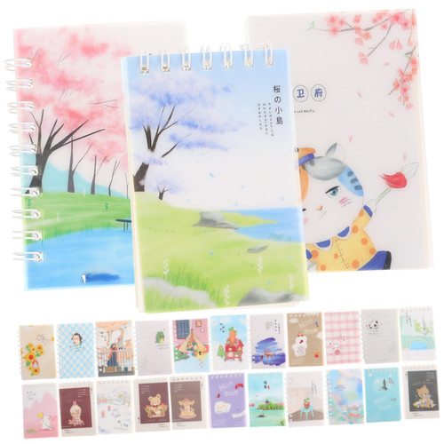 MAGICLULU 50pcs Coil Index Card School Writing Pad Mini Ruled Lined Journal Spiral Journal Notebook Multi-function Note Pad Composition Text Junior High School Student Straight Grain Paper