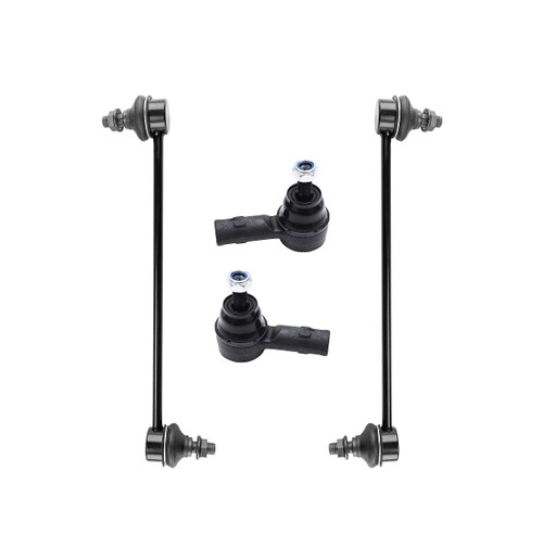 PartsW - 4 Pc Front Outer Tie Rods + Sway Bar Links, Passenger & Driver Suspension Kit