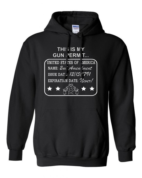 This Is My Gun Permit 2nd Amendment Sweatshirt Hoodie (X Large, Black)
