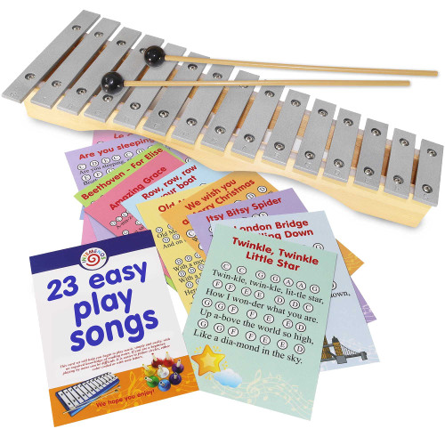 Professional Diatonic Glockenspiel 15 notes - Xylophone with 22 Easy Play Sheet Music Songs