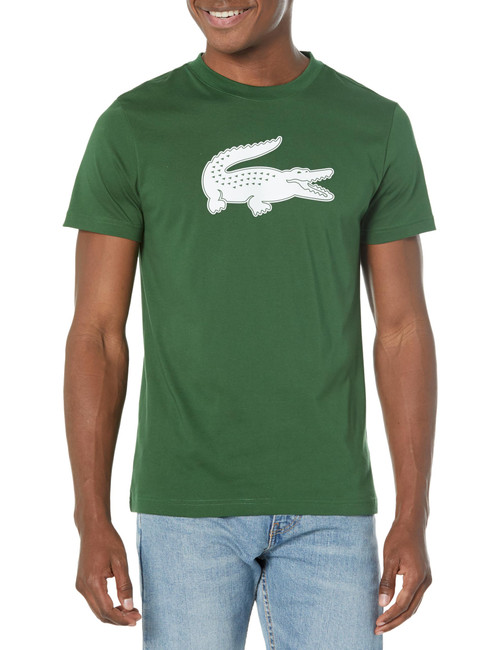 Lacoste Men's Sport Short Sleeve Ultra Dry Croc Graphic T-Shirt, VERT/Blanc, Large