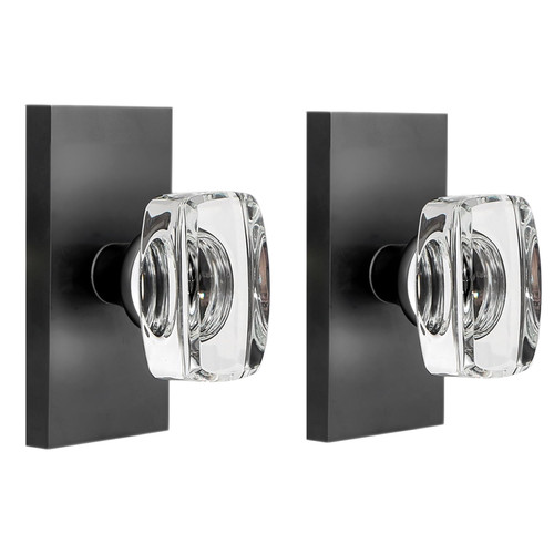 HIEMEY Glass Door Knobs Interior, Crystal Half Dummy Door Knob for Closet Hallway Matte Black(2Pack)