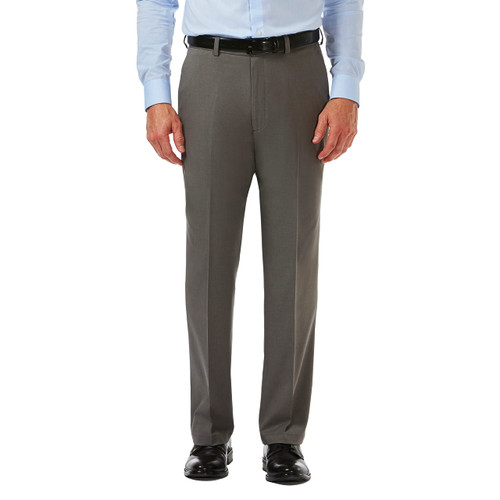 Haggar Men's Cool 18 Pro Classic Fit Flat Front Pant-Regular and Big & Tall Sizes, Heather Grey, 44W x 32L