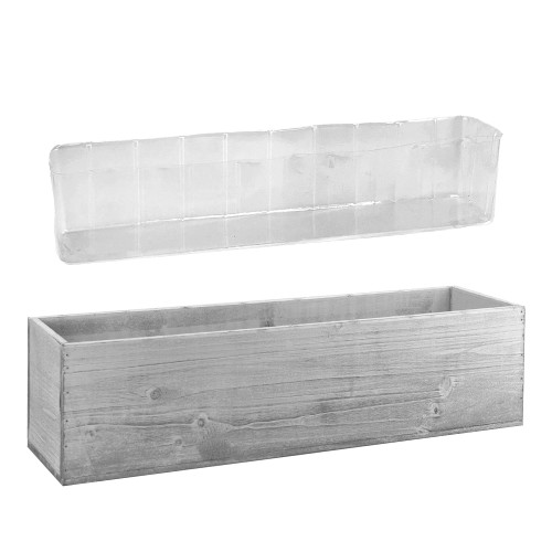 CYS EXCEL White Rectangle Wood Planter Box with Removable Plastic Liner (H:6" Open:23"x6") | Multiple Size Choices Wood Rectangular Planter White Color | Indoor Decorative Window Box