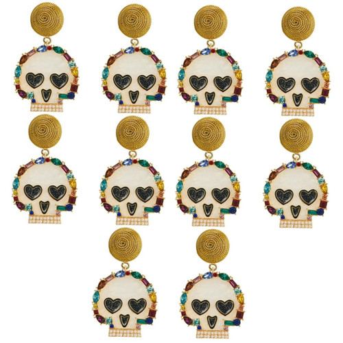 BESTOYARD 5 Pairs Skull Earrings Novelty Stud Earrings Rhinestone Stud Womens Drop & Dangle Earrings Rhinestone Dangle Earrings Halloween Ear Studs Glass Drill Women's Jewelry Rhinestones