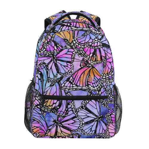 ALAZA Purple Butterfly Backpacks for Girls Boys School Backpack Kids Bookbag 3rd 4th 5th Grade Elementary Travel Laptop Shoulder Bag Students Daypacks