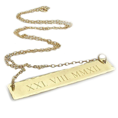 Roman Numeral Date Necklace, Anniversary Date Necklace for her, Personalized Gold Filled Necklace, Rectangular Bar Pendant, Handmade Bar necklace with roman numeral date Roman Numeral Date Necklace, Anniversary Date Necklace for her, Personalized Gold Filled Necklace, Rectangular Bar Pendant, Handmade Bar necklace with roman numeral date