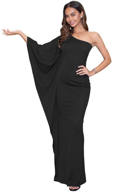 KOH KOH Plus Size Womens Long One Off The Shoulder Evening Cocktail Bridesmaid Wedding Party Tube Guest Summer Formal Flowy Elegant Sexy Gown Gowns Maxi Dress Dresses, Black 3XL 22-24