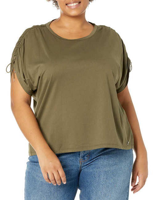 Calvin Klein Women's Athletic Short Sleeve T-Shirt (Plus Size), Caper, 2X