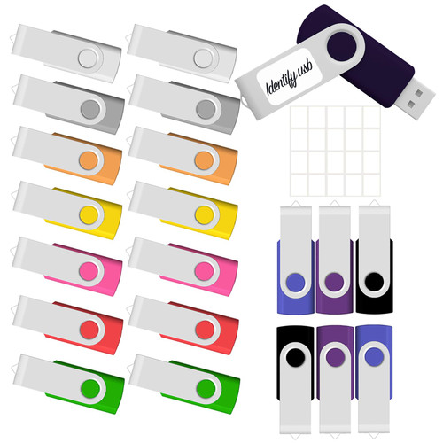 2GB USB Flash Drive 20 Pack JBOS Thumb Drives 2 GB USB Drives Memory Stick Swivel 2G Gig Stick USB2.0 Pen Drive for Date Storage, 2 Gig UBS Flash Drive, Zip Drive, Jump Drive, USB Stick, Mixed Color