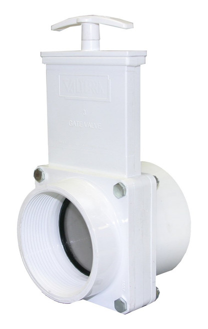 Valterra 4309 PVC Gate Valve, White, 3" FPT x Slip