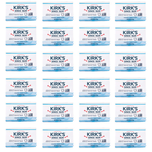 Kirk's Original Coco Castile Bar Soap Original Fresh Scent 4 Ounces (Pack of 24)
