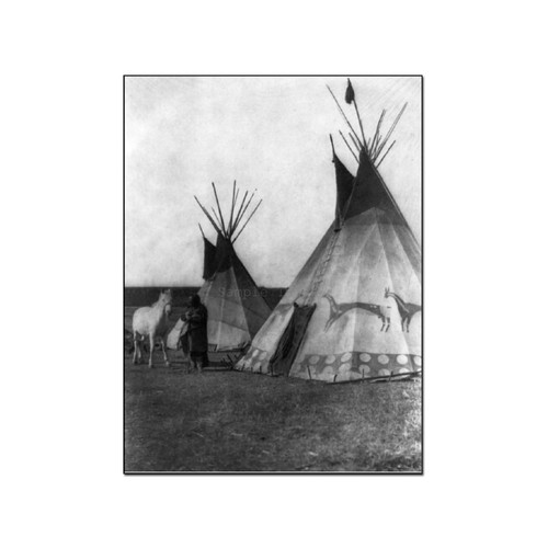 Edward Curtis Prints Blackfoot Tipis 1926 Indian Horses Tapered Tent North American Indian Home Deco Canvas Painting Posters And Prints Wall Art Pictures for Living Room Bedroom Decor 20x26inch(51x66