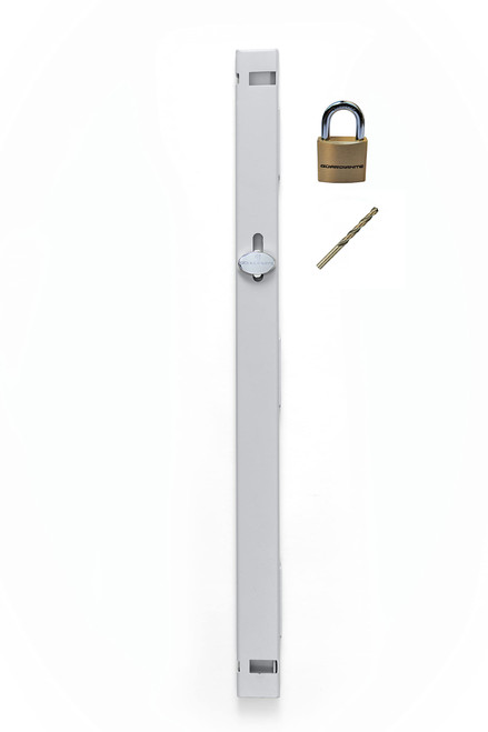 Guardianite File Cabinet Locking Bar with Keyed Padlock & Drill Bit - Gray - 22.5" Long - for use on a 2 Drawer File Cabinet