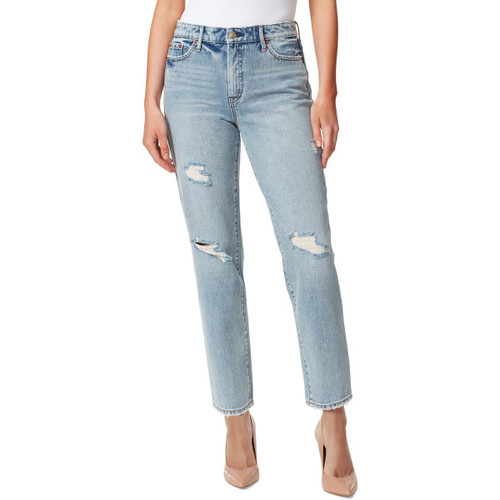 Jessica Simpson Womens High Rise Distressed Straight Leg Jeans Blue 29