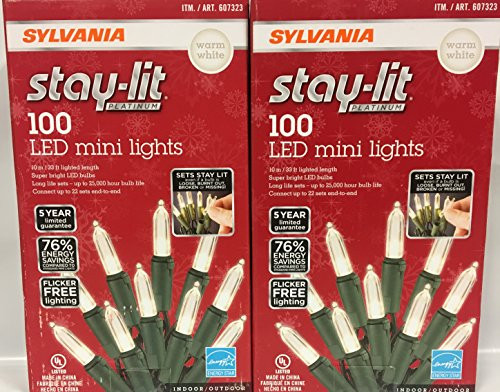 Sylvania Stay-Lit Platinum LED Indoor/Outdoor Christmas String Lights (Various Colors & Sizes) (200ct mini lights, Warm White)