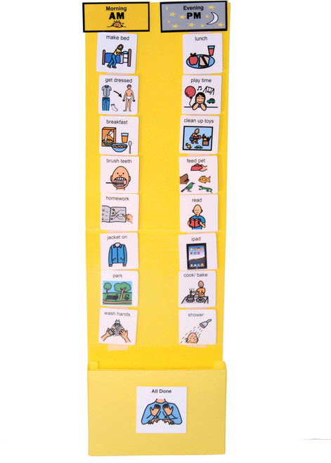 Two Strip Night & Day Daily Schedule Great Visual Behavioral Tool for Structure at Home, School & in The Community. (Laminate 120 PCS, Yellow)