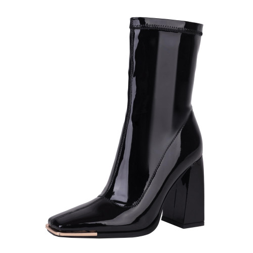 Reitoye Womens Mid Calf Boots Chunky High Heel Square Toe Zipper Comfy Ankle Booties US 6 Reitoye Womens Mid Calf Boots Chunky High Heel Square Toe Zipper Comfy Ankle Booties US 6