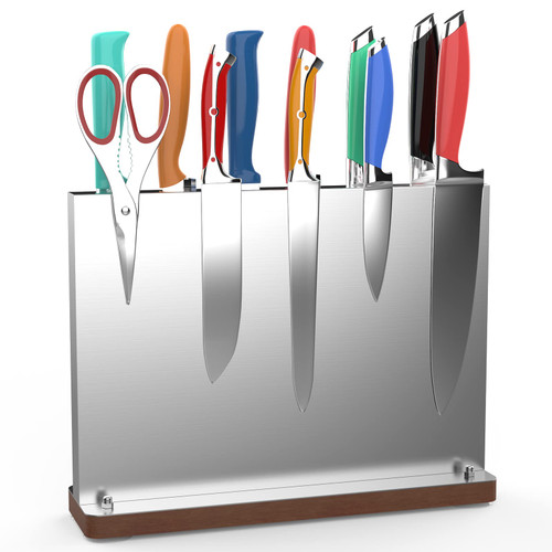 Magnetic Knife Block, Stainless Steel Magnetic Knife Holder,Power Magnetic Knife Block Without Knives Double Sided for Kitchen Knife Storage