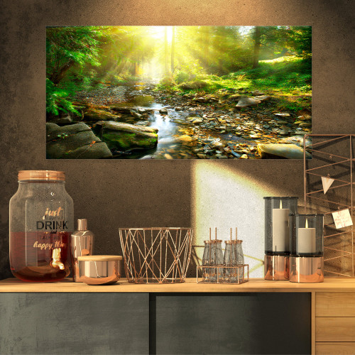 Design Art PT9128-32-16 Mountain Stream in Forest-Landscape Photo Canvas Print-32x16, 32 x 16 in, Green Design Art PT9128-32-16 Mountain Stream in Forest-Landscape Photo Canvas Print-32x16, 32 x 16 in, Green