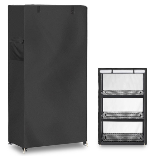 Dalema 4-Tier Shelving Unit Cover,600D Heavy Duty Waterproof Dustproof Storage Shelves Covers,Durable Thick Shelf Cover for Garage/Basement Storage Rack.(Black,32" W x 14" D x 55" H)