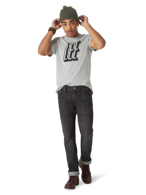 Lee Men's Slim Straight Jean, Black, 38W x 29L