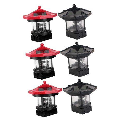 Happyyami 6 Pcs Solar Led Light Tower Garden Tower Statue Courtyard Lamp Beacon Lamp Led Lighthouse Patio Rotating Lighthouse Rotating Solar Light Column Cap Rotatable to Rotate Resin