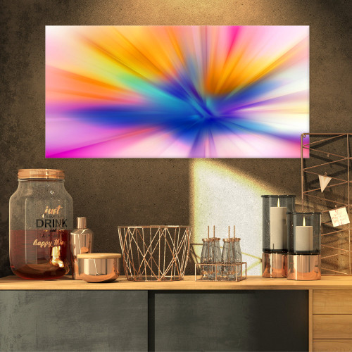 Designart PT8130-32-16 Rays of Speed Yellow Abstract Digital Art Canvas Print, 32x16