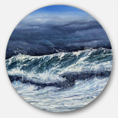 Designart Storm in Ocean-Seascape Photography Disc MT7614-C23-Disc of 23 inch, 23'' H x 23'' W x 1'' D 1P Designart Storm in Ocean-Seascape Photography Disc MT7614-C23-Disc of 23 inch, 23'' H x 23'' W x 1'' D 1P