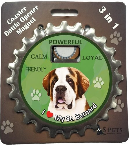 E&S Pets St. Bernard Bottle Opener, Coaster and Magnet