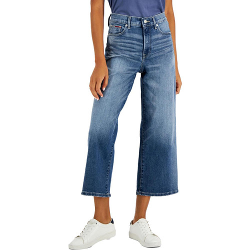 Tommy Jeans Womens High Rise Denim Wide Leg Jeans Blue 29