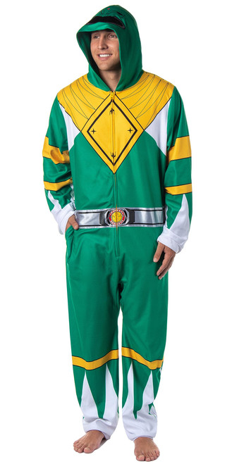 INTIMO Power Rangers Mens' Green Character Color Sleeper Union Suit Costume Sleep Pajama (XX-Large/XXX-Large)