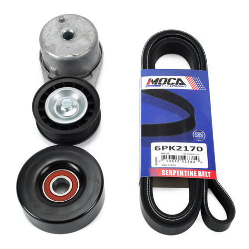 MOCA Serpentine Belt Component Kit Compatible with 04-05 for Mercury Mountaineer 4.0L 245Cu. in. V6 Gas SOHC & 02-05 for Ford Explorer 4.0L 245Cu. in. V6 Flex SOHC Naturally Aspirated