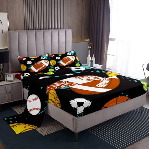 Feelyou Football Sheet Set for Kids Boys Girls American Football Sheets with Deep Pocket Fitted Sheet Rugby Game Bed Sheets Set Gift for Football Lover Bedroom Decor Bedding Set Twin Size 3Pcs Feelyou Football Sheet Set for Kids Boys Girls American Football Sheets with Deep Pocket Fitted Sheet Rugby Game Bed Sheets Set Gift for Football Lover Bedroom Decor Bedding Set Twin Size 3Pcs