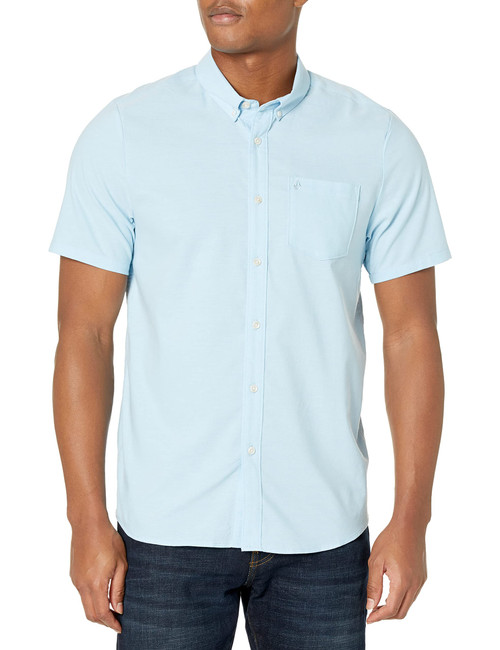 Volcom Men's Regular Everett Oxford Short Sleeve Shirt, Arctic Blue, XX-Large