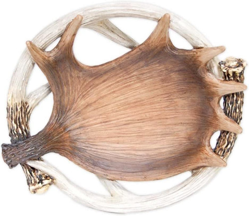 The Bridge Collection Rustic Antler Bowl Decor - Decorative Deer and Moose Antler Tray - Catchall Bowl Tabletop Decor for Cabin, Lodge, Rustic Home Decor