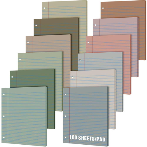 PerKoop 12 Pack Colored Loose Leaf Paper 1200 Sheets College Ruled 8.5 x 11 Inch Filler Paper 3 Hole Punched for 3 Ring Binders for School Office Supplies (Dark Colors)