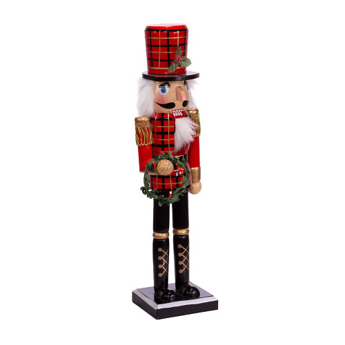 Kurt S. Adler 15-Inch Black, Gold, and Red Plaid Nutcracker, Multi