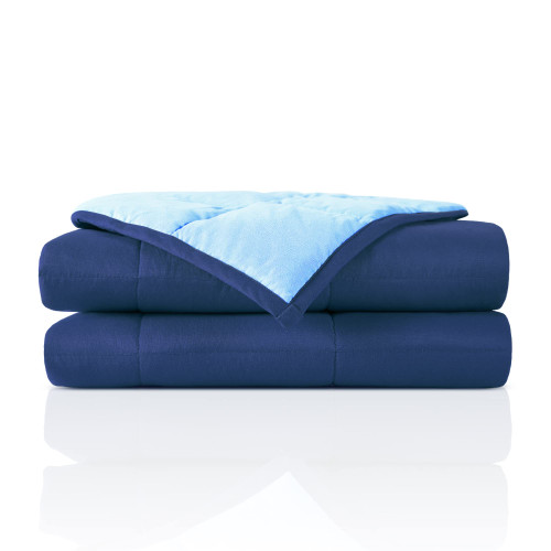 Joyching Weighted Blanket for Adults 20 Pounds,Reversible Cooling Soft Heavy Comforter with Premium Glass Beads 60X80in-Navy Blue/Sky Blue