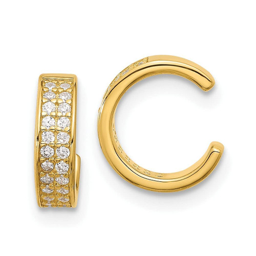 925 Sterling Silver Gold tone CZ Cubic Zirconia Simulated Diamond Pair Of 2 Ear Cuffs Measures 10.4x9.2mm Wide 3mm Thick Jewelry Gifts for Women 925 Sterling Silver Gold tone CZ Cubic Zirconia Simulated Diamond Pair Of 2 Ear Cuffs Measures 10.4x9.2mm Wide 3mm Thick Jewelry Gifts for Women