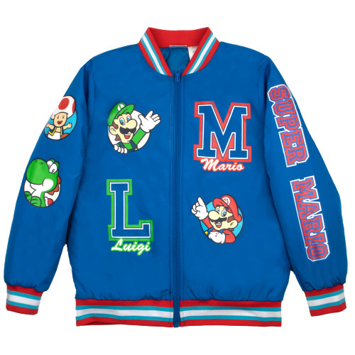 Nintendo Super Mario Bomber Jacket for Boys, Mario and Luigi Bomber Jacket (Bros. Blue, Size 7) Nintendo Super Mario Bomber Jacket for Boys, Mario and Luigi Bomber Jacket (Bros. Blue, Size 7)