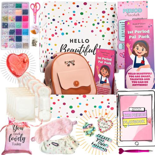 Essential First Period Pal Pack for Girls 10-12 | First Period kit for Girls 10-12 | Pads & Bead Kit - Everything Your PreTeen/Tween Needs for School & Her First 1st Menstrual Period Essential First Period Pal Pack for Girls 10-12 | First Period kit for Girls 10-12 | Pads & Bead Kit - Everything Your PreTeen/Tween Needs for School & Her First 1st Menstrual Period