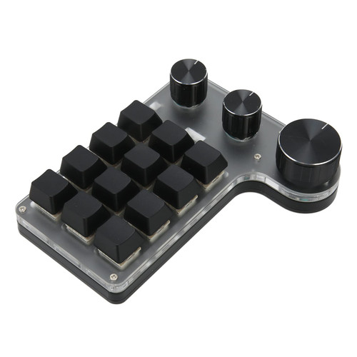 Vikye Mini Macro Mechanical Gaming Keyboard,12 Keys 3 Knobs One Handed Bluetooth USB PC Keypad,Programmable Shortcut Custom Function, Dual Mode Connection for Office Gaming