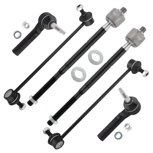BOXI 6pcs Front Stabilizer Sway Bar Link Inner and Outer Tie Rod End Suspension Kit for Dodge Caliber 2007-2012 / for Jeep Compass 2007-2016 /Compass 2017 / Patriot 2007-2017 | EV80645 ES800408 K80258