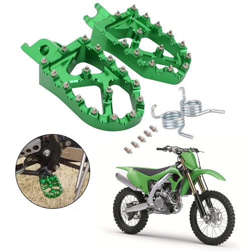 AnXin Dirt Bike Foot Pegs Motorcycle Footpegs Lengthen Foot Pedals Rests CNC For KX250F 06-18 KX250 19-21 KX450F 07-18 KX450 19-21 KLX450R 08-13 KX250X 21 KX450X 21 Green