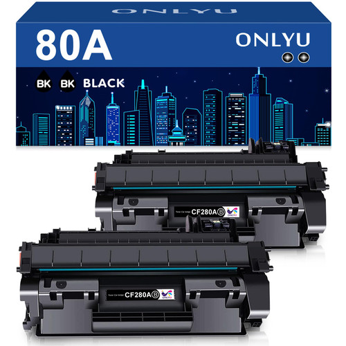 ONLYU Compatible Toner Cartridge Replacement for HP 80A CF280A 80X CF280X for HP Laserjet Pro 400 M401n M401dn M401dne M401dw M401 M401a M401d MFP M425dn M425dw Printer (Black, 2-Pack, High Yield)