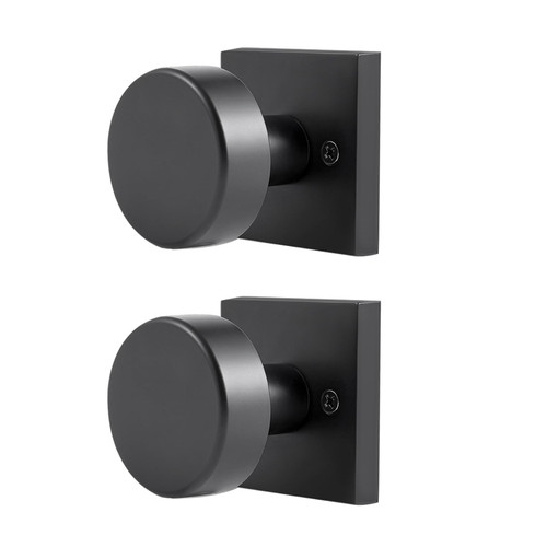 Newlaking 2 Pack Black Dummy Door Knobs, Modern Round Bifold Door Knob, Single Sided Square Dummy Door Handles for Pantry Closet Doors, Matte Black